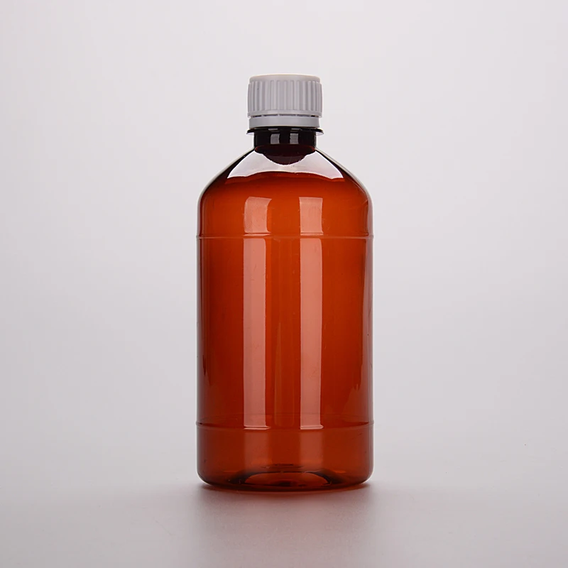 Empty 500ml Pharmaceutical Liquid Medicine Packaging 16oz Food Grade Amber Plastic PET Cough Syrup Liquid Bottle Syrup Container