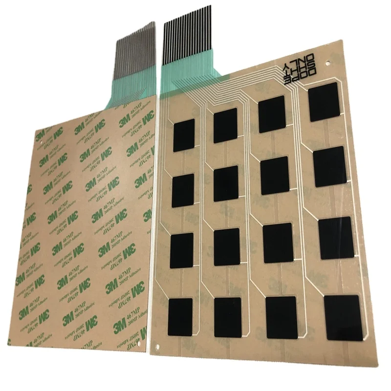 Manufacturer high resistance carbon paste membrane switch keypad film pressure sensor with 3M467 adhesive