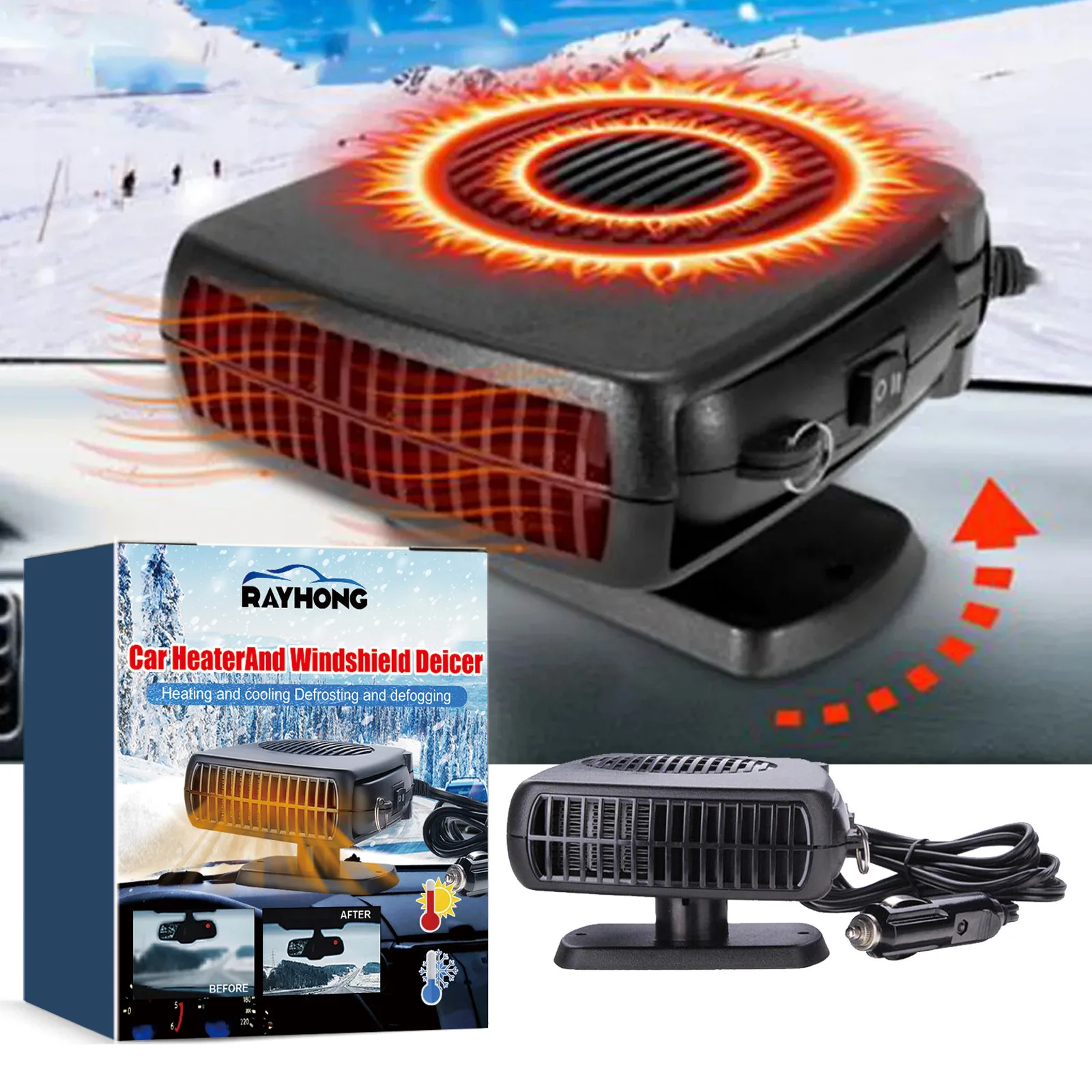 rayhong Car heater Multi-functional heater for car cooling and heating air defrost and snow defog in winter