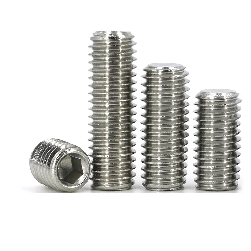 304 Stainless Steel Flat End Hex Socket Grub Headless Screw Set Screw for Door Handle