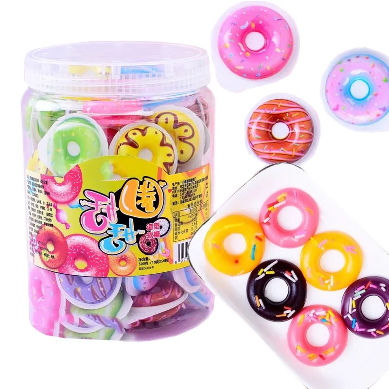Профессиональный производитель, новый тип, разные цвета, 3D форма пончика, варенье, жевательные фруктовые сладости, мягкие конфеты