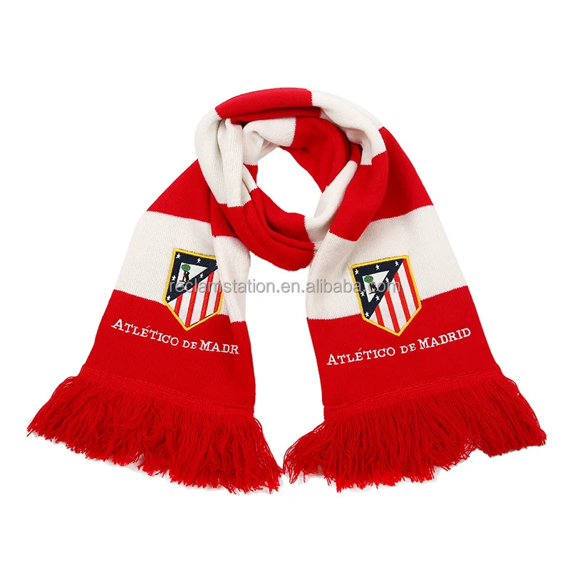 Promotional custom design acrylic knitted weave scarf double layers muffler soccer scarf knitted scarves for fans