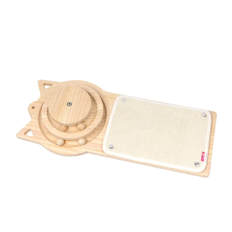 2021most Popular Cat Wooden Rolling Plate Sisal Cat Scratcher Post Tree Solid Wood Cat Toy