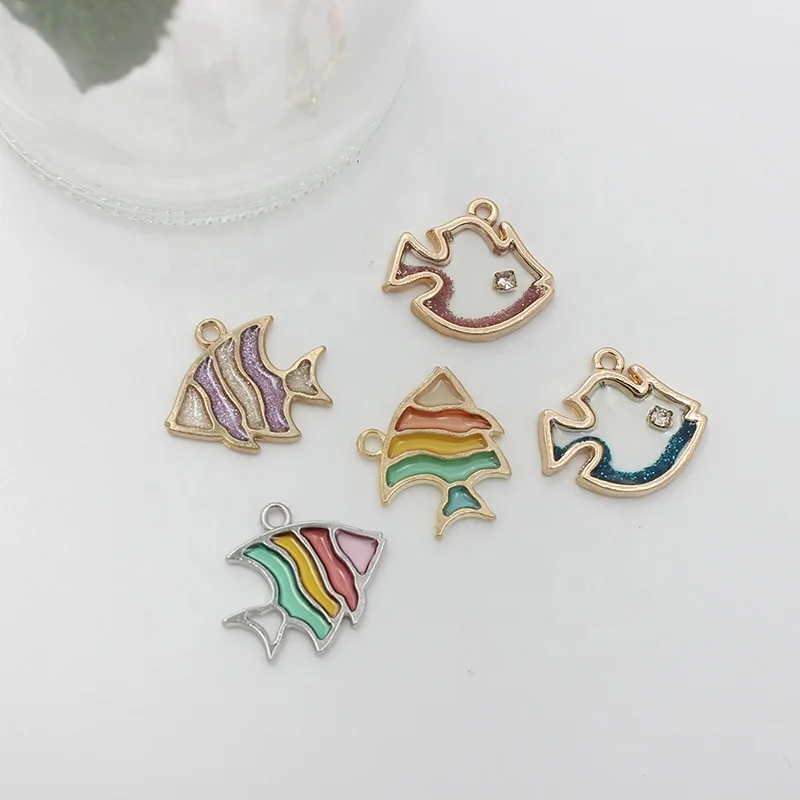 Enamel Marine Life Dolphins jellyfish turtles tropical fish Charm Pendant For Jewelry Making DIY Earring Findings Accessories