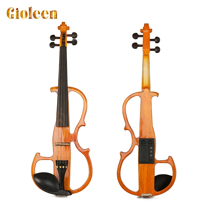 No. 8 electric violin pickup jack wholesaler price 4/4 Full Size student silent solid wood built-in pickup electric violin