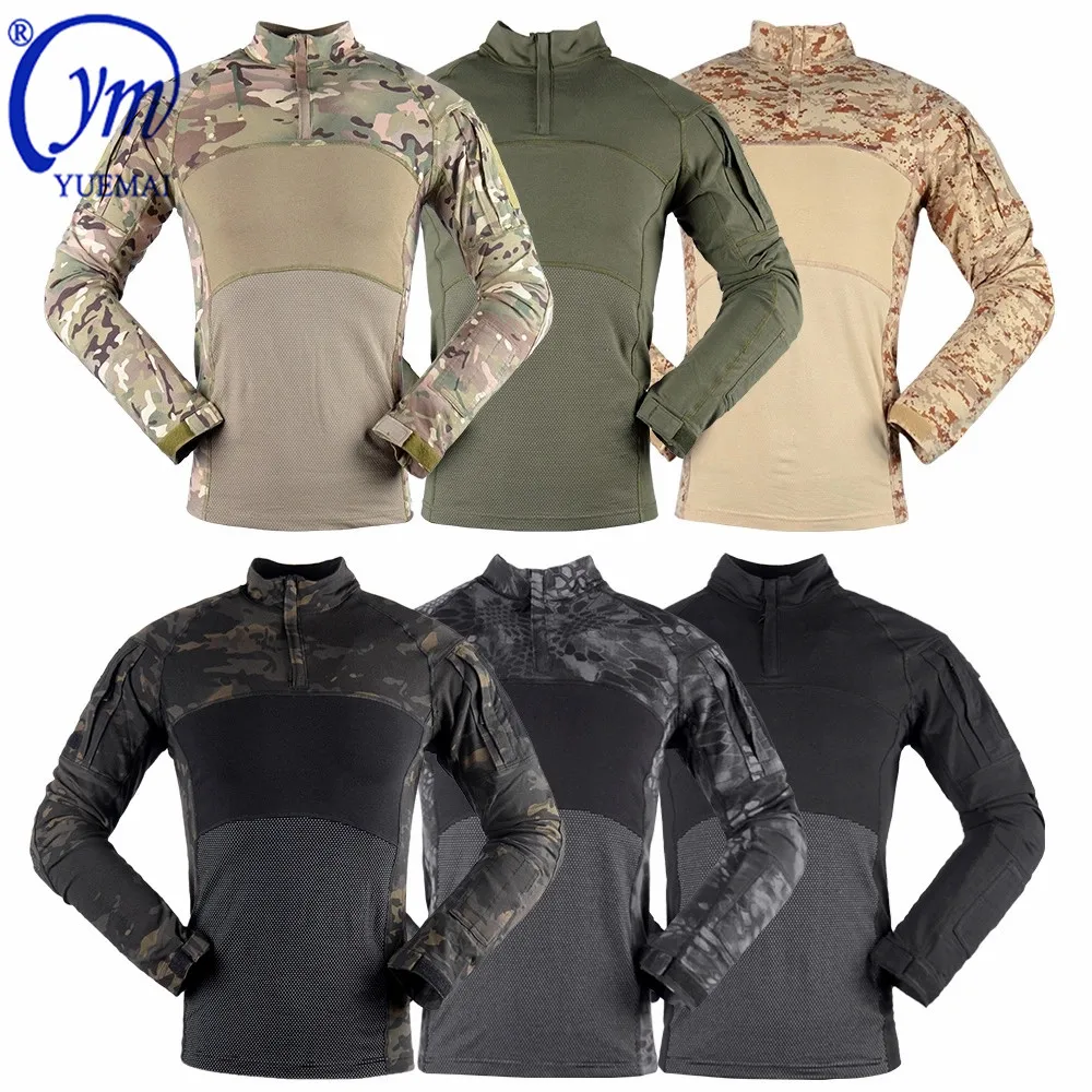 YUEMAI Tactical Tactical Plain Shirt Outdoor Camping Camouflage  Frog  Shirt Knitted Digital Desert  Uniform