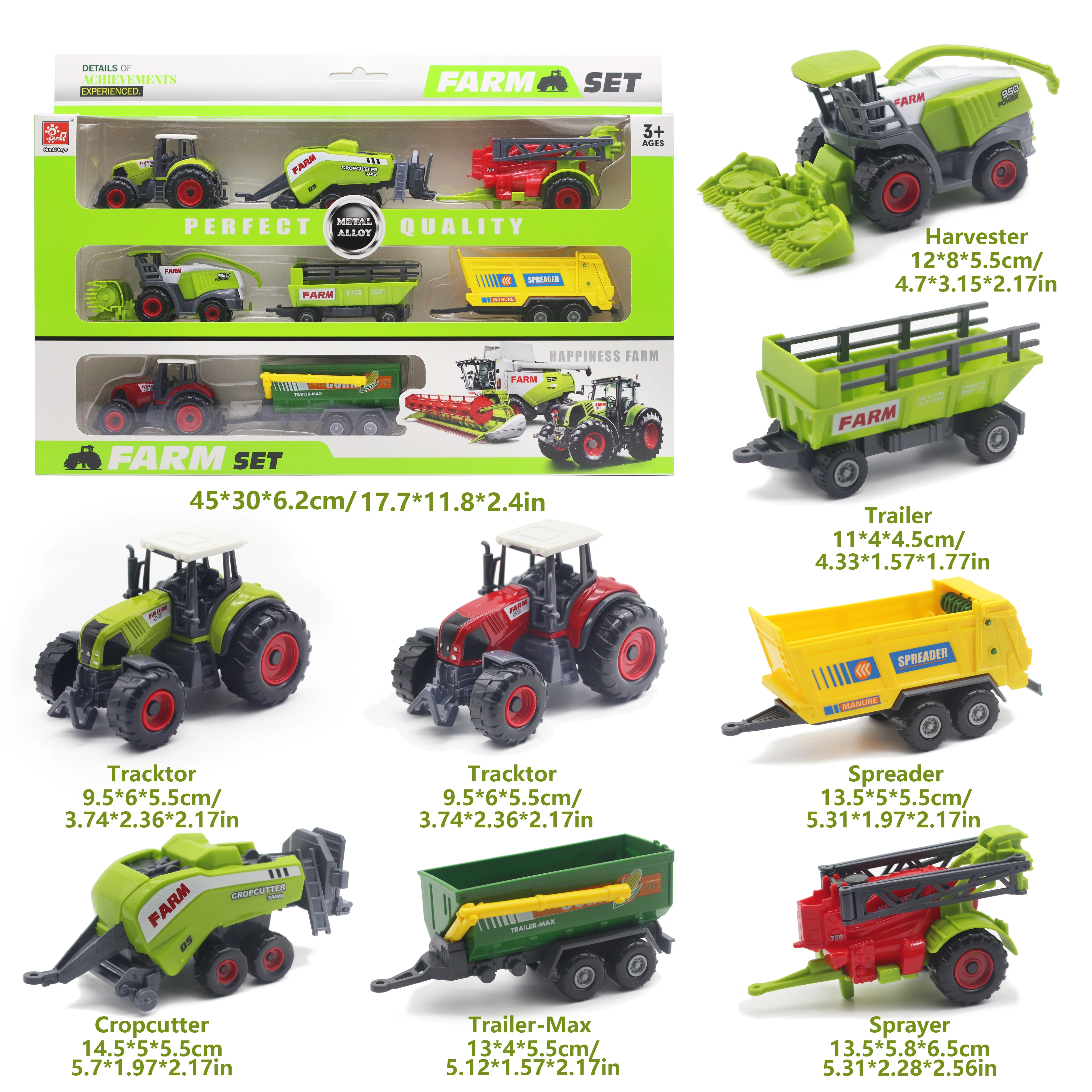 Customized 1/50 Die Cast Farming Tractor Toy Plastic Mini Tractor Farmer Car Alloy Car Metal Vehicle Agriculture Planter