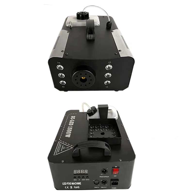 1500 Вт DMX RGB 3 в 1 Светодиодная противотуманная машина с дистанционным управлением для сцены свадьбы дымовая