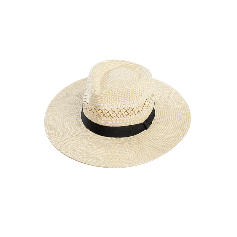 Shinehats Wholesale Wide Brim Fedora Custom Panama Summer Sombrero Paper Hand-woven Hollow Women Cowboy Sun Beach Straw Hats