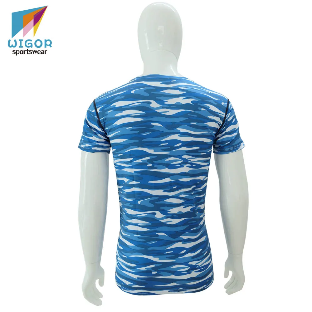 Free design available custom design camo compression shirts slim fitness short sleeve shirts
