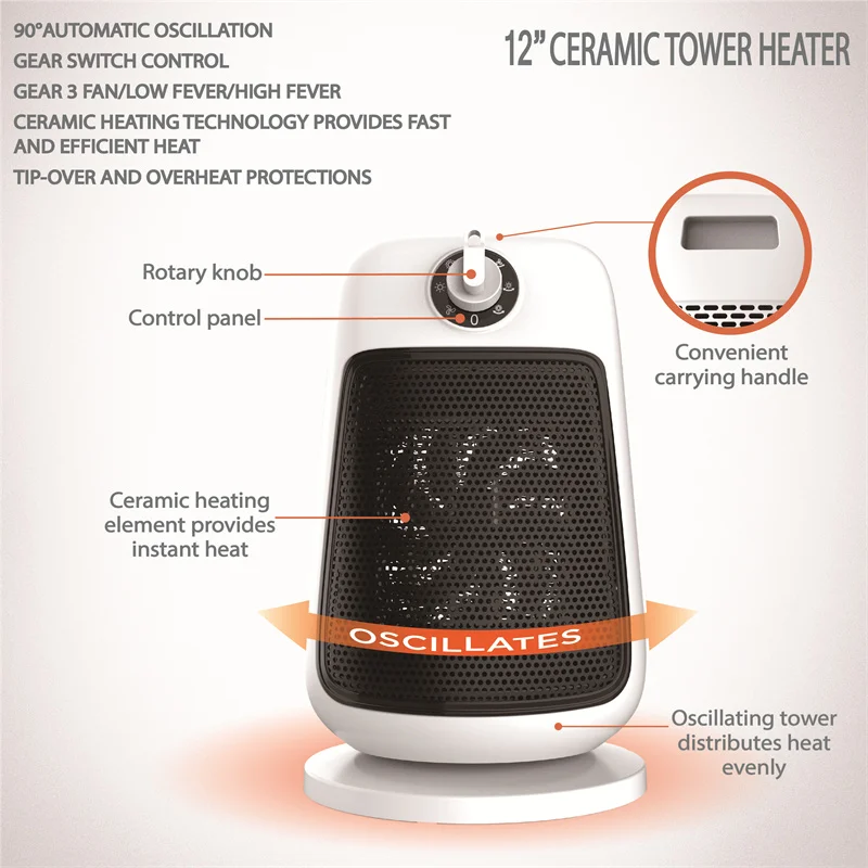 Electric PTC Air Heater Portable Room Mini Heating Stove Fan Radiator Warmer Machine