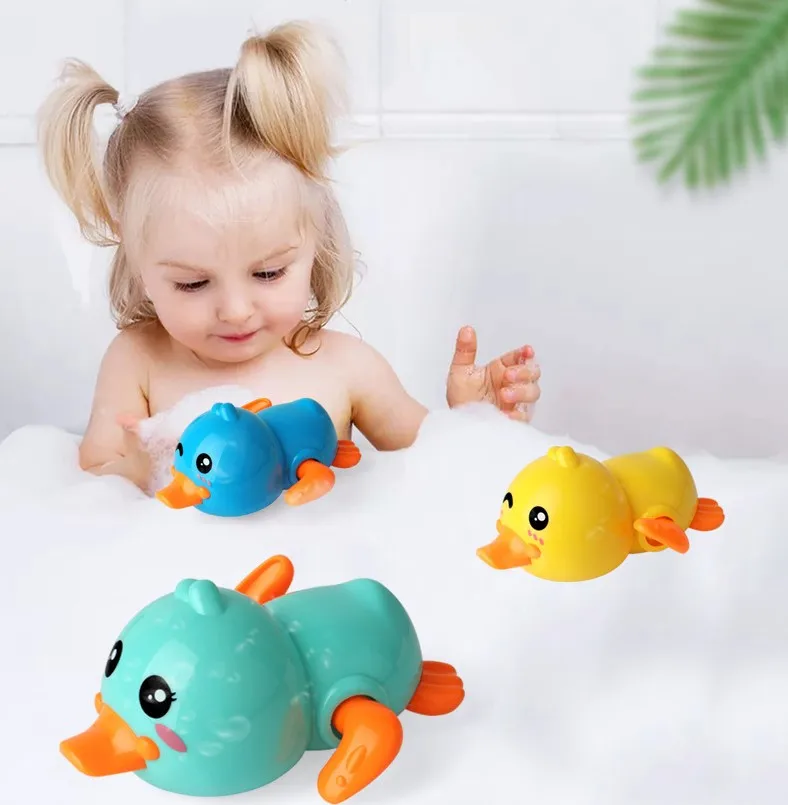 New baby bathing swim baby duck spring chain animal bathroom water toys bath toy for children