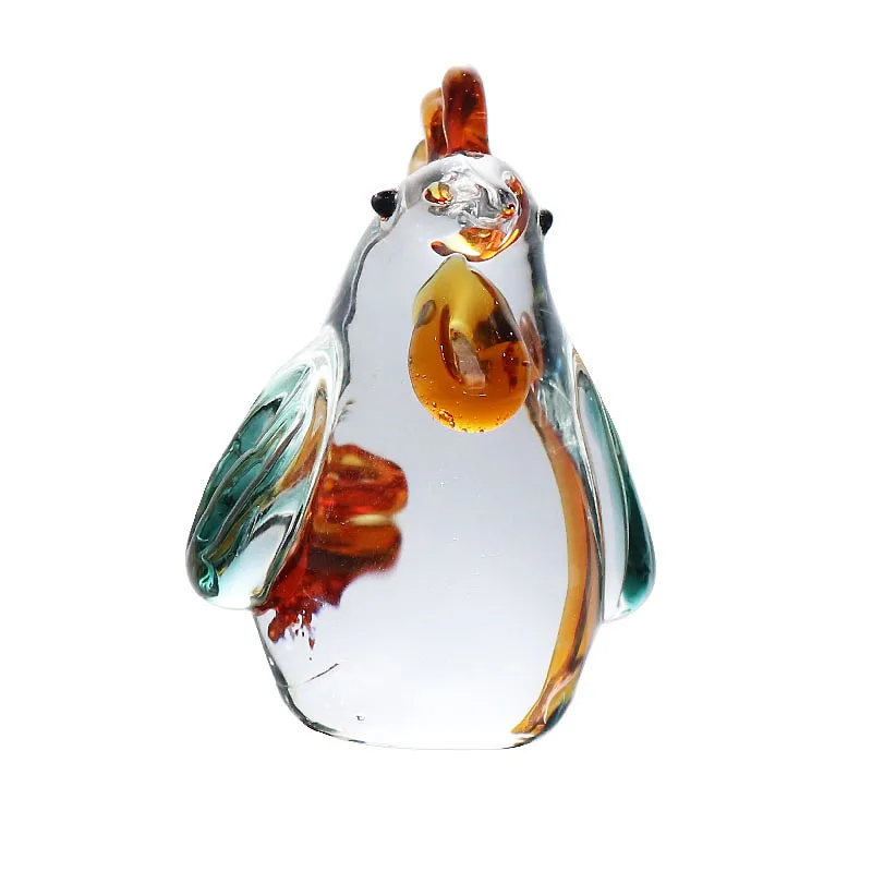 Wholesale solid color glass glass chicken animal figurines for home decoration
