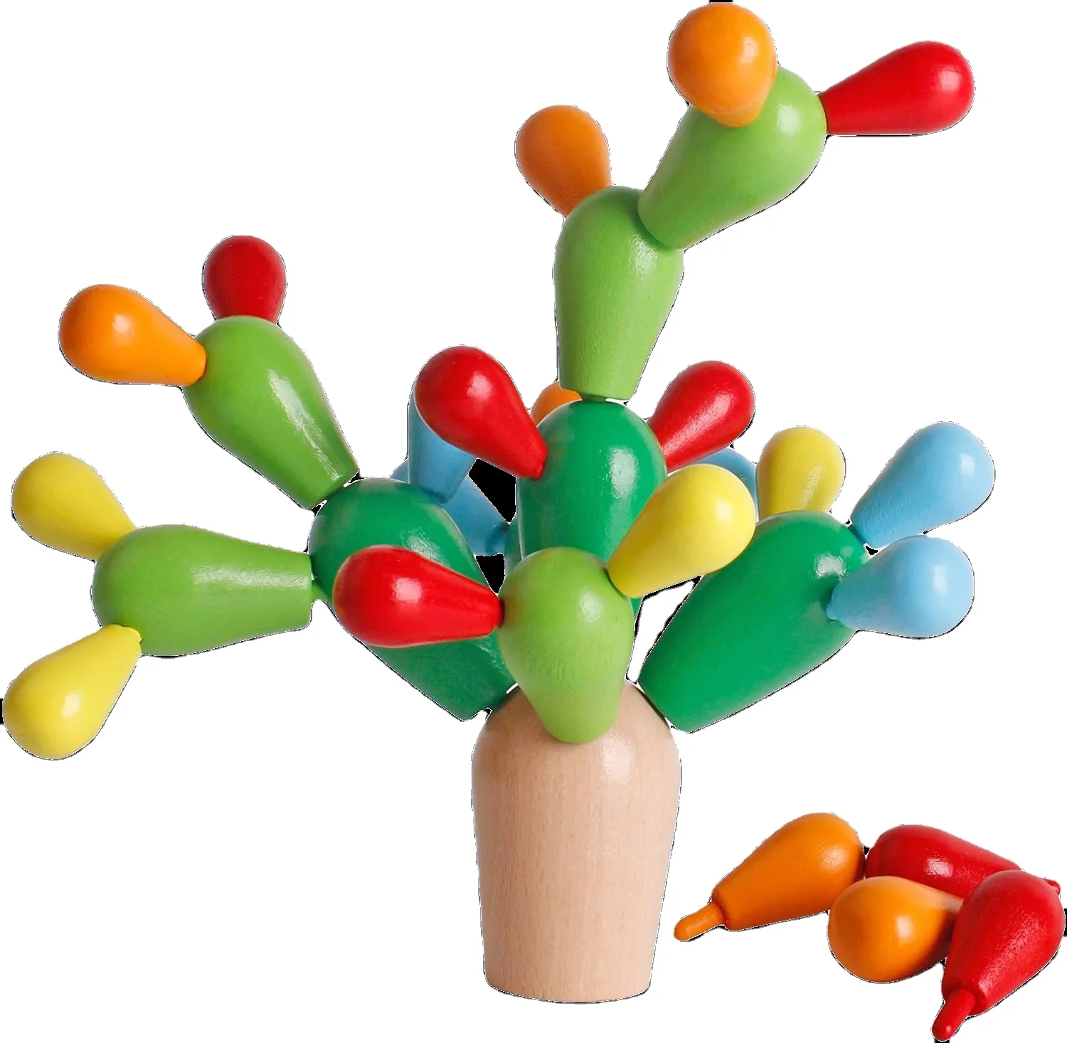 Wooden Stacking Rainbow Cactus Toy