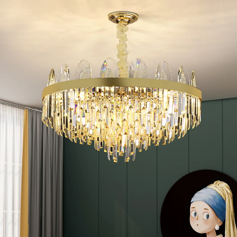 Красивая классическая золотая хрустальная люстра K9 E14 40 Вт для прихожей и спальни, украшение для свадебного зала