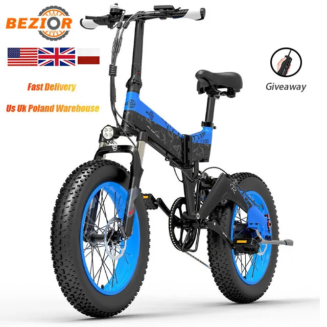 Best Quality Bezior XF200 21 Speed 1000w Dual Motor Electric Bicycle Folding Ebike Mountain Road Bike For Lady