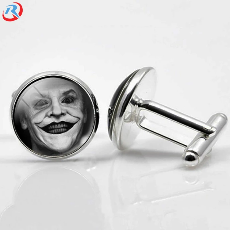 Custom own logo popular clowns Series Metal Gem Glass Cufflinks/cuff link wholesale