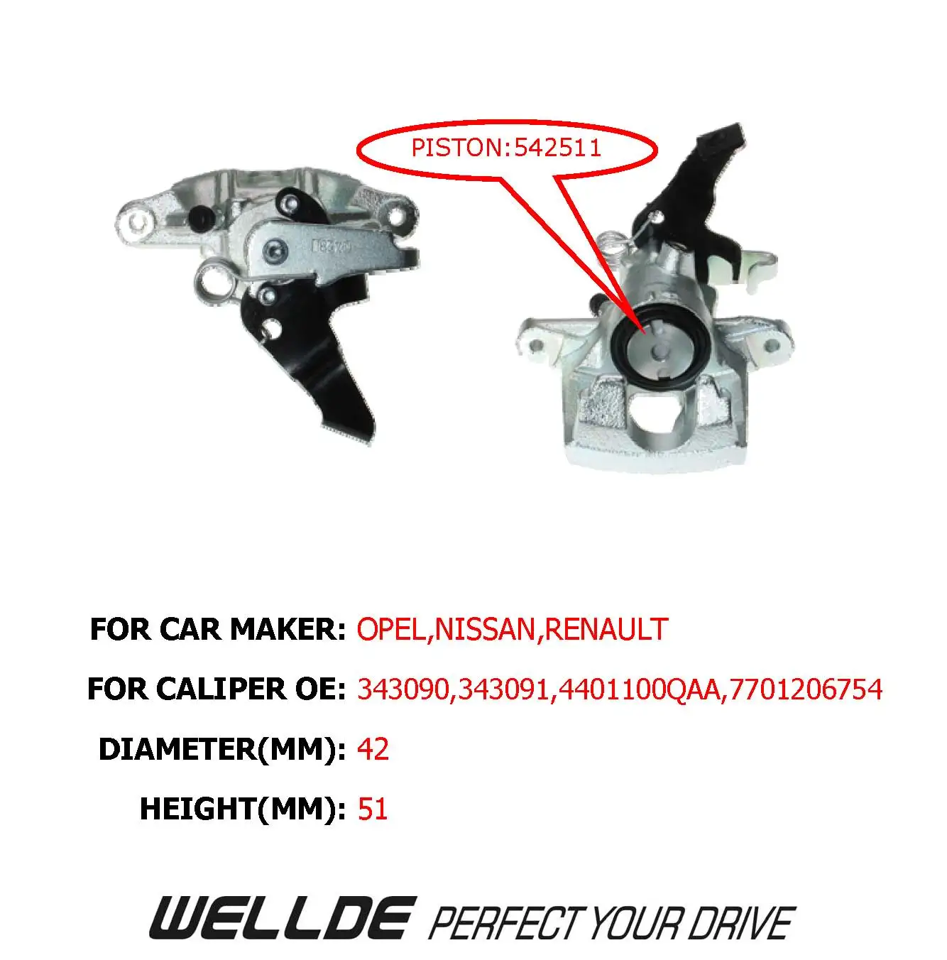 WHOLESALE PRICE BRAKE CALIPER PISTON 42MM FOR OPEL MOVANO FOR NISSAN INTERSTAR FOR RENAULT MASTER II 8636025 234220 150758-C