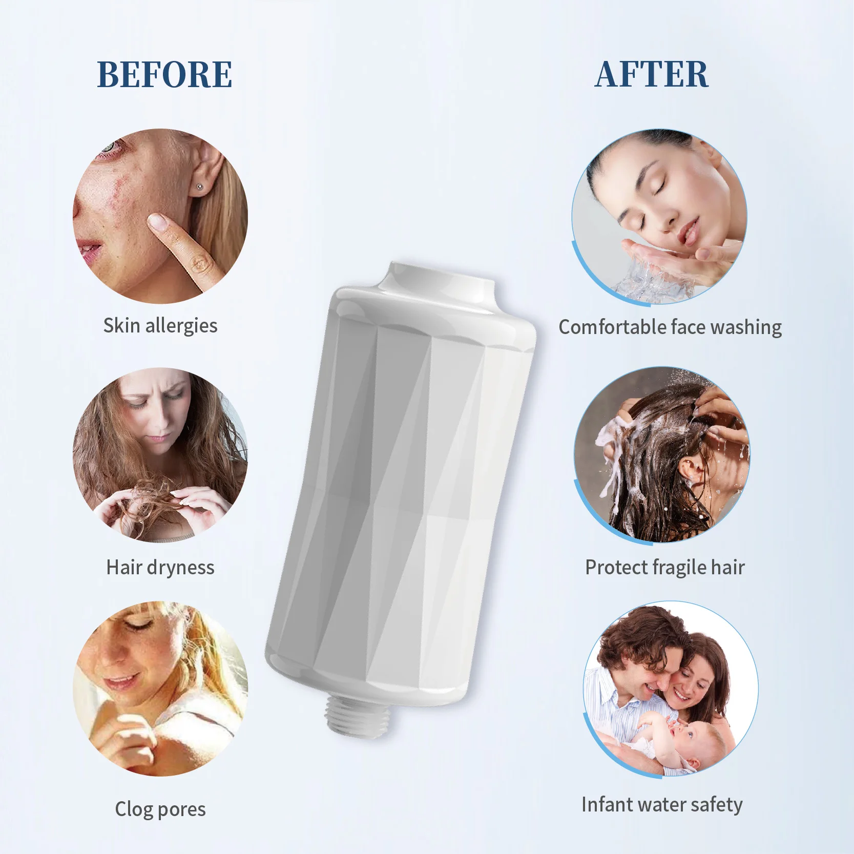 customized formula shower filter kdf55 maifan stone charcoal  filtered shower head balls