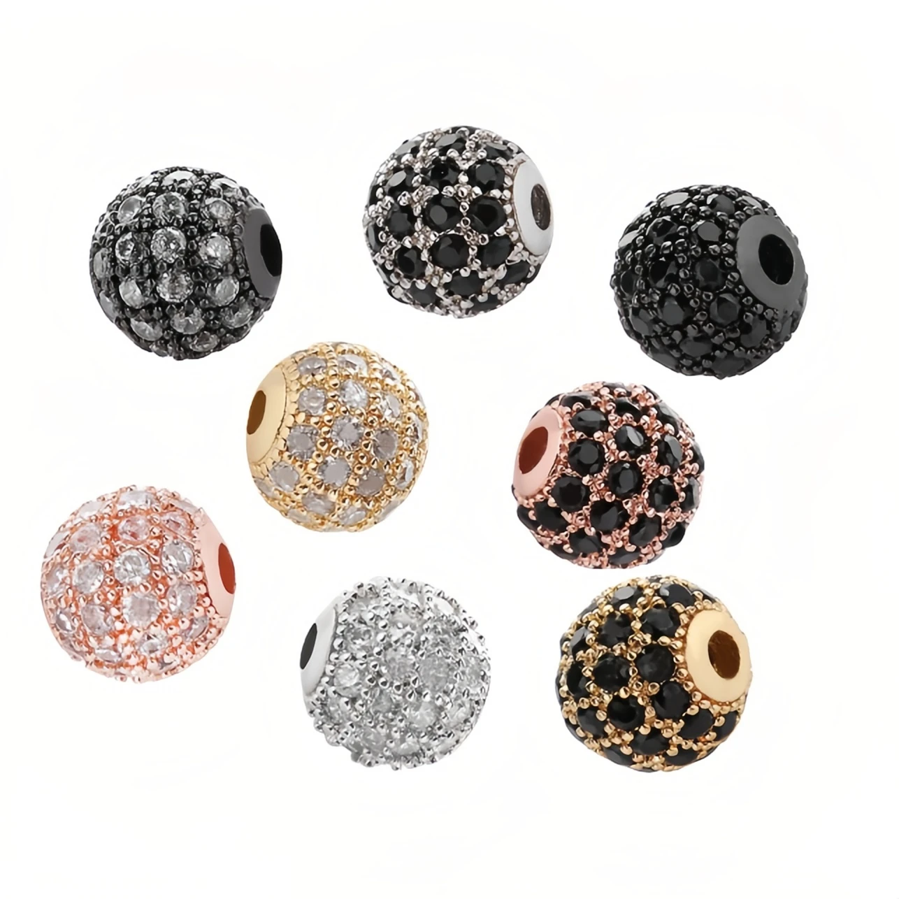 Wholesale Copper Micro Inlaid Diamond Ball DIY 6MM Circular Separated Zircon String  Loose Grain Micro Inlaid Hand Beads Jewelry