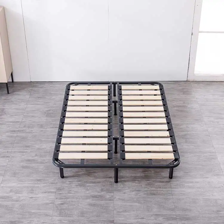 Flat package iron parts base mechanism foldable slatted platform bed frame metal