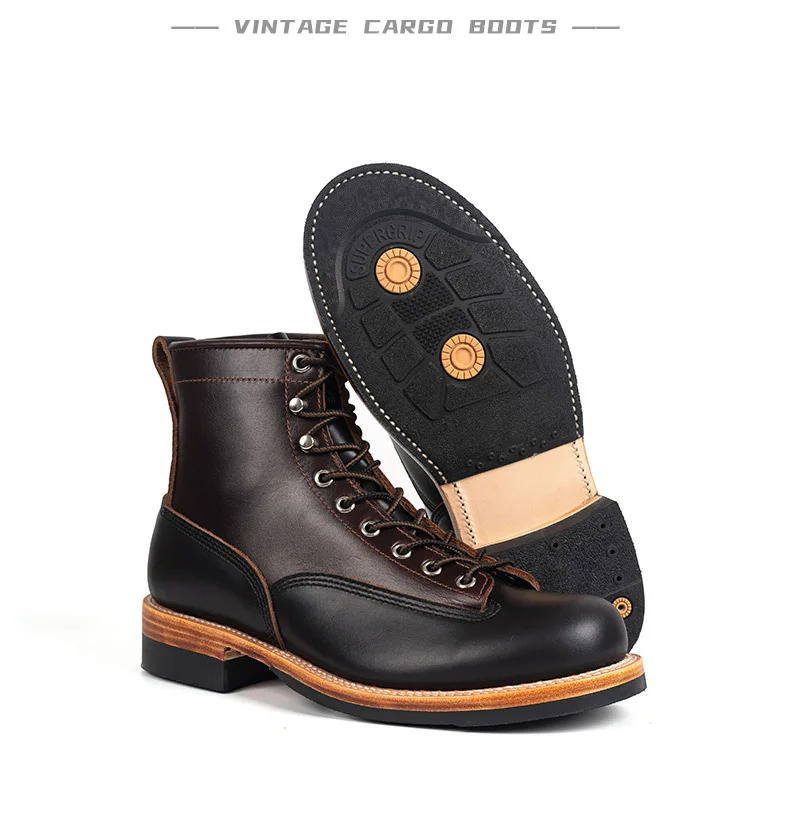 Tooling leather boots vintage leather outsole Martin boots fall winter men top cowhide boots wholesale high handmade shoes
