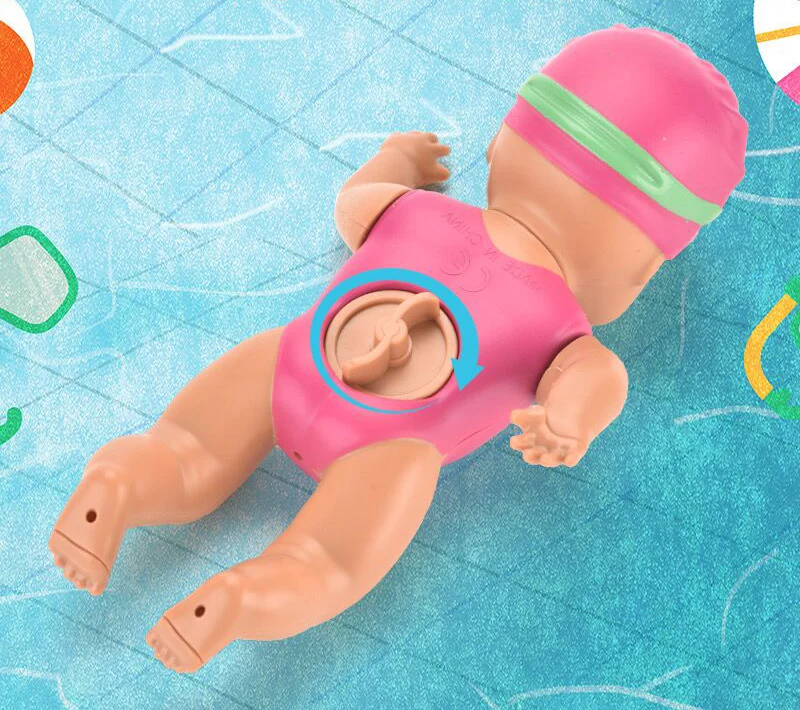 Cartoon Wind Up Toys Cheap Plastic Clockwork Mechanical 6 Inch Swimming Doll Wind Up Swing Toy Bathtub Toy