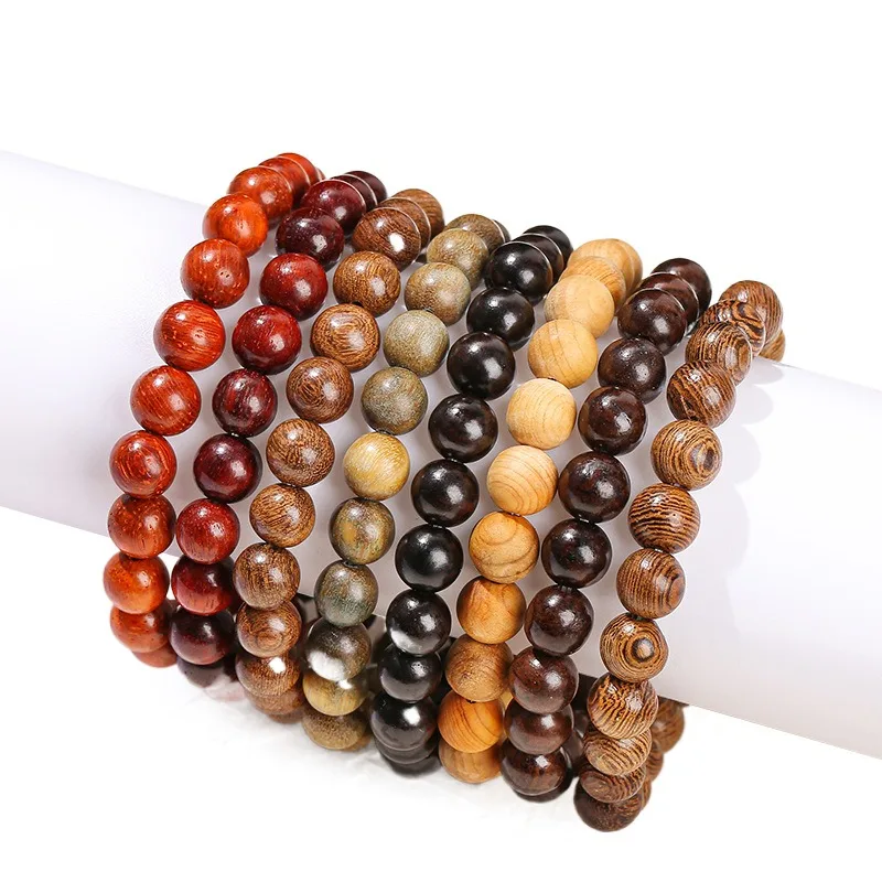 Green sandalwood bead red flower pear wood black sandalwood retro wood Buddha bead bracelet jewelry