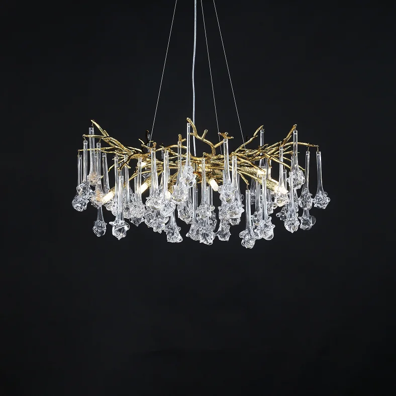 Crystal Drops Tree Branch Living Room Restaurant Luxury Hotel Villa Crystal Chandelier
