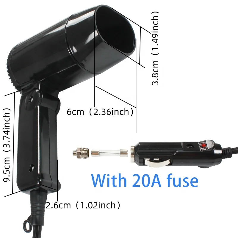 TYTXRV OEM DC12V 210W High Power Vehicle Mini Folding Fan Hot and cold air switch Home Bathroom Caravan Car Hot Hairdryer