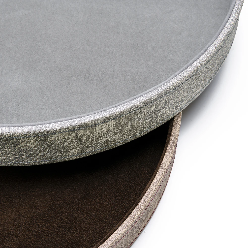 Wooden Round Circle PU Leather Tray Coffee Table Food Farmhouse Decor Home Round Serving Valet Tray