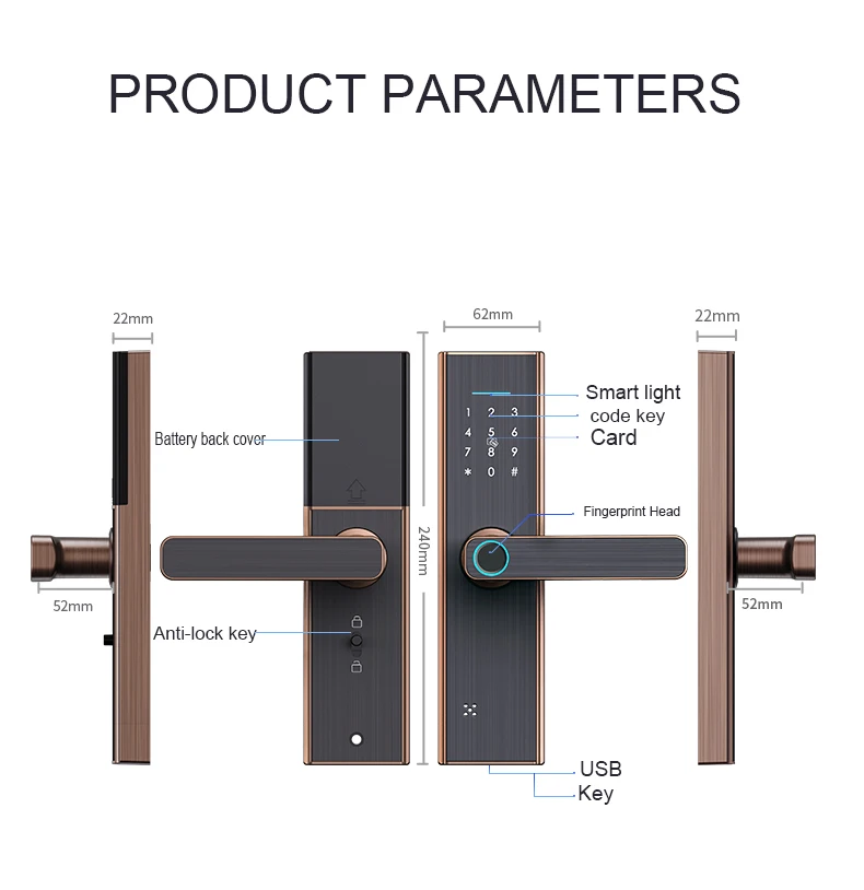 Cheap Low Price Door Handle Lock Digit Fingerprint Touch Screen Fingerprint Lever Smart Key Lock for residential gate