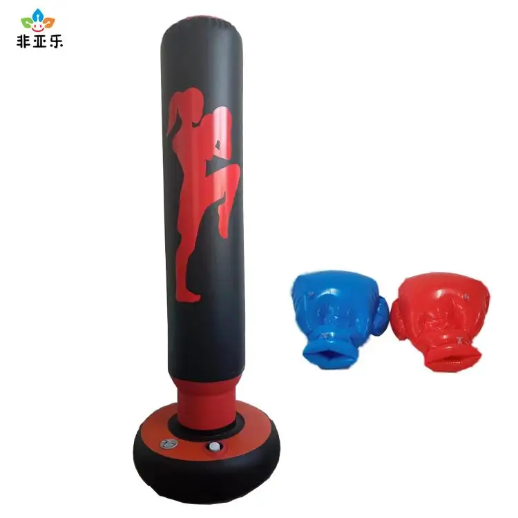 cheap Blue red kids children punching bag toy flocking PVC inflatable boxing Gloves