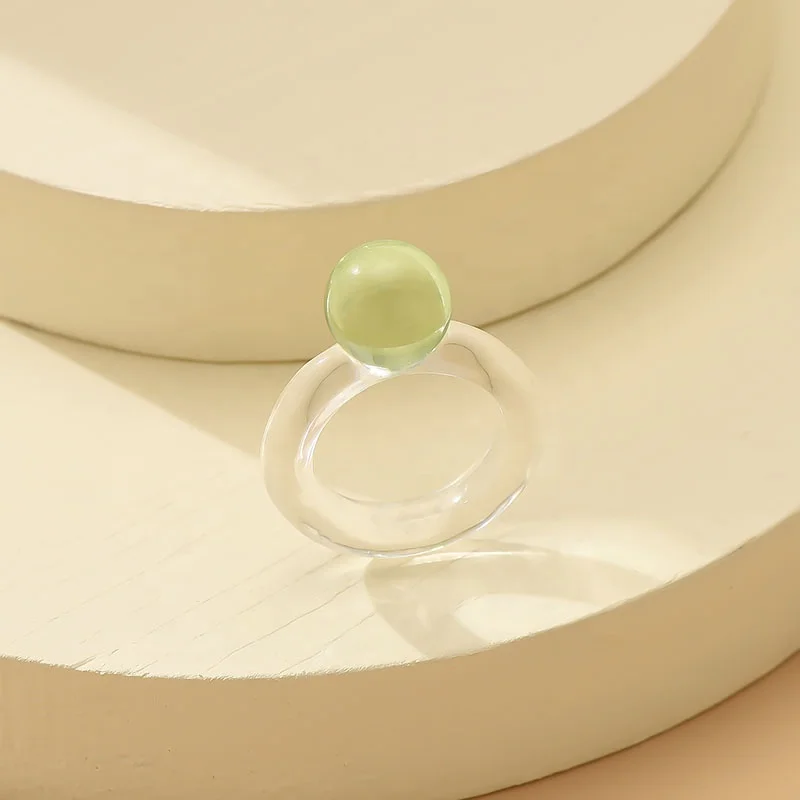 Wholesale New Arrival New Style Transparent Acrylic Ball Ring Candy Color Rings