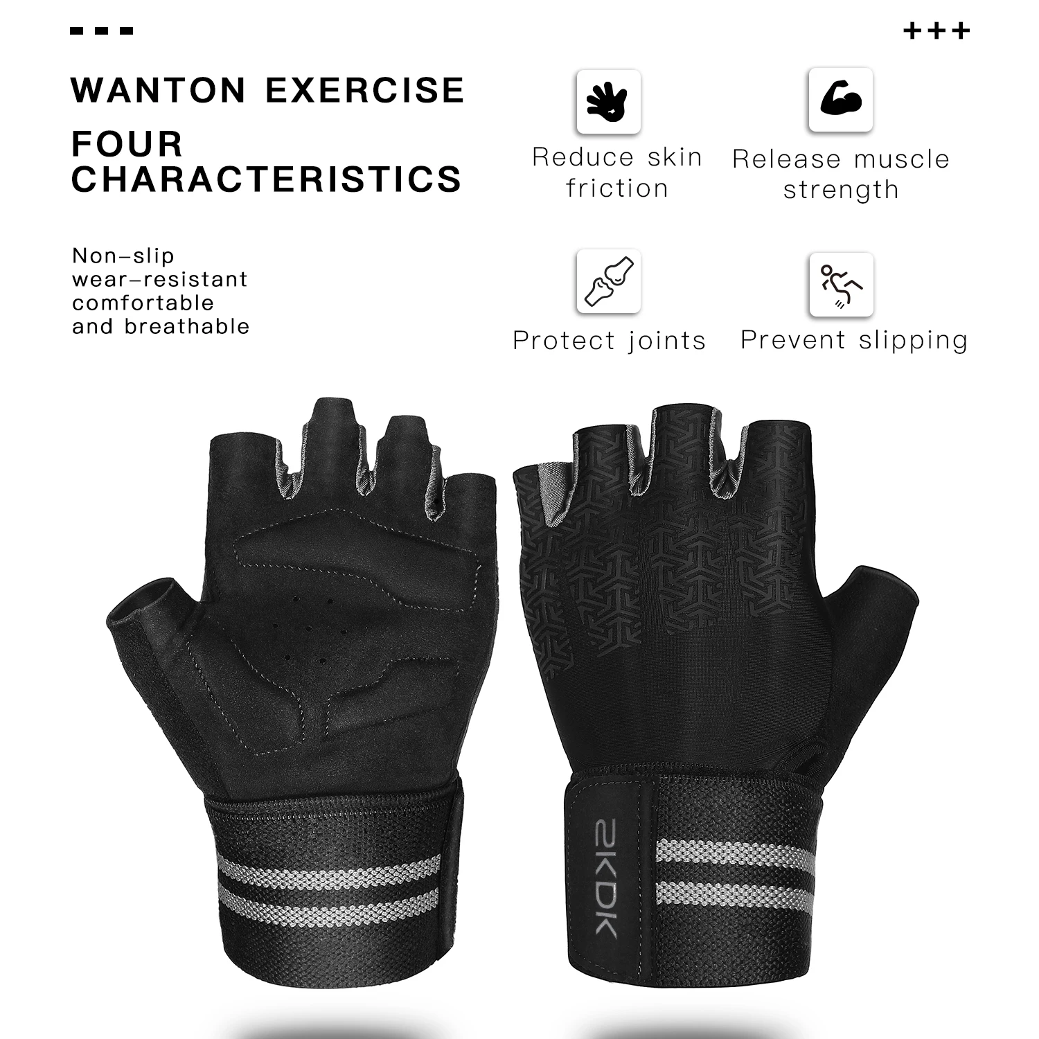 Спортивные перчатки из полиэстера SBR на полпальца для тренировок тяжелой атлетики фитнеса с поддержкой запястья мужчин и женщин