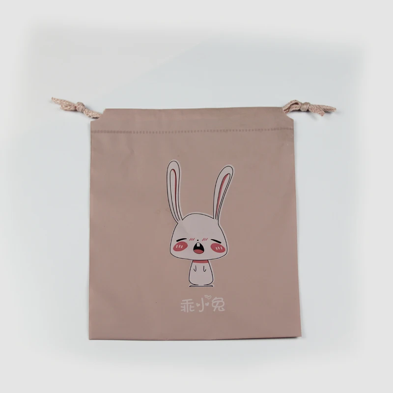 Custom Plastic Drawstring Bag Solid Color Shopping Packing Plastic String Bags With Rope Handle