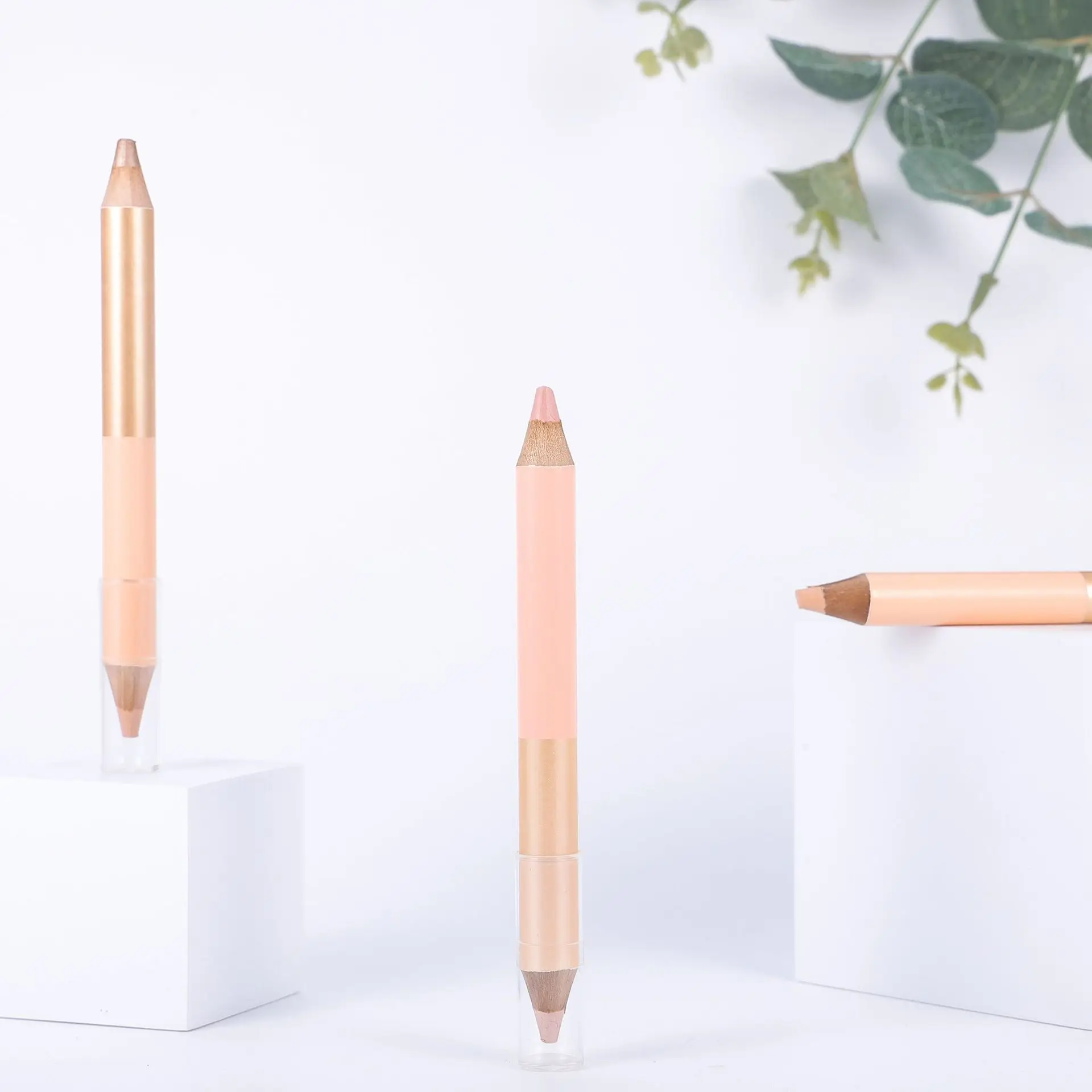 Wholesale Cosmetics Double Head Private Label Dual End Wooden Eyebrow Pencil Highlighter Pen Eyebrow Bone Pen