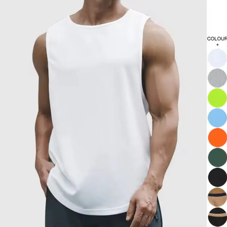 Wholesale Gym Tank Top Men Casual Summer Vest Style Sportswear Lightweight Material Drop Armhole Cut Crew Neck Tank Tops for Men