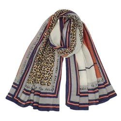 Long Scarf Leopard Printed Geometric Color Matching Scarves Female Multi-purpose Warm Shawl Muslim Hijab Scarf