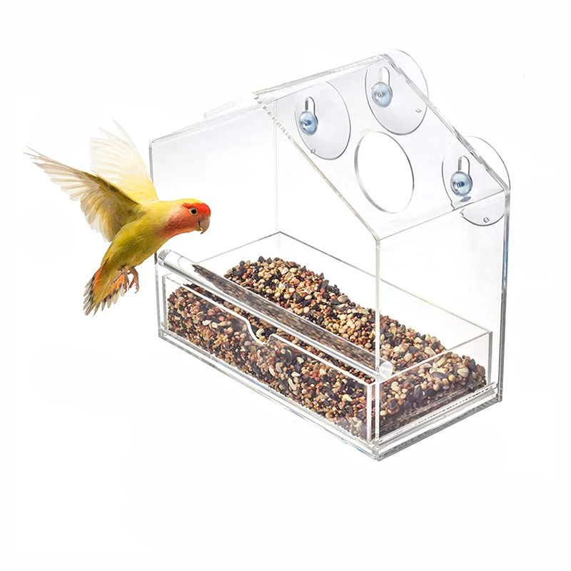 
Acrylic Hanging Wild Bird Feeders Box Transparent 