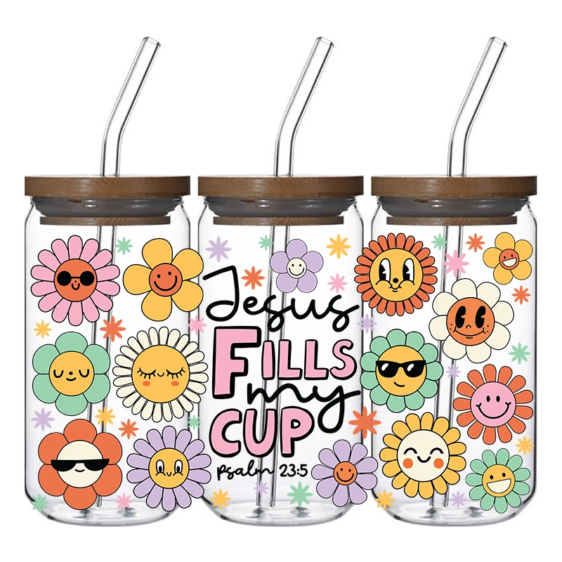 Ready to Ship Wholesale 16oz UV-DTF Tumbler Decals UVDTF Transfer Sticker UV DTF Cup Wraps for 16oz Libbey Glass Can