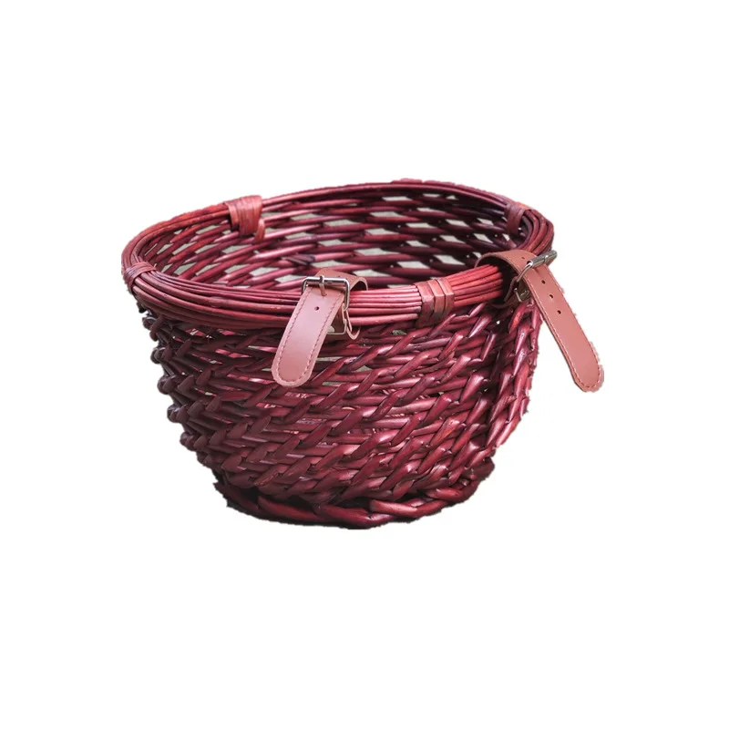 Eco-protecting wicker front bicycle basket Bike bag wicker winter bike basket E-bike front bike basket