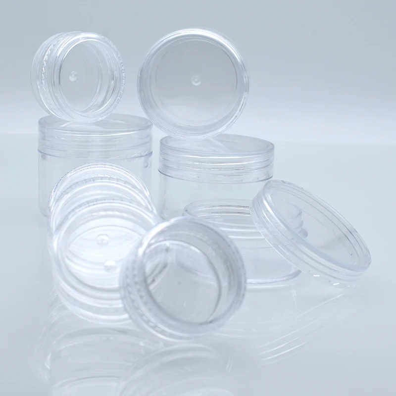 Wholesale small 15gram 10g 15g 10ml 2.5ml 3 ml 5ml transparent wax plastic cream jar oil empty tester jar with lid 3ml container