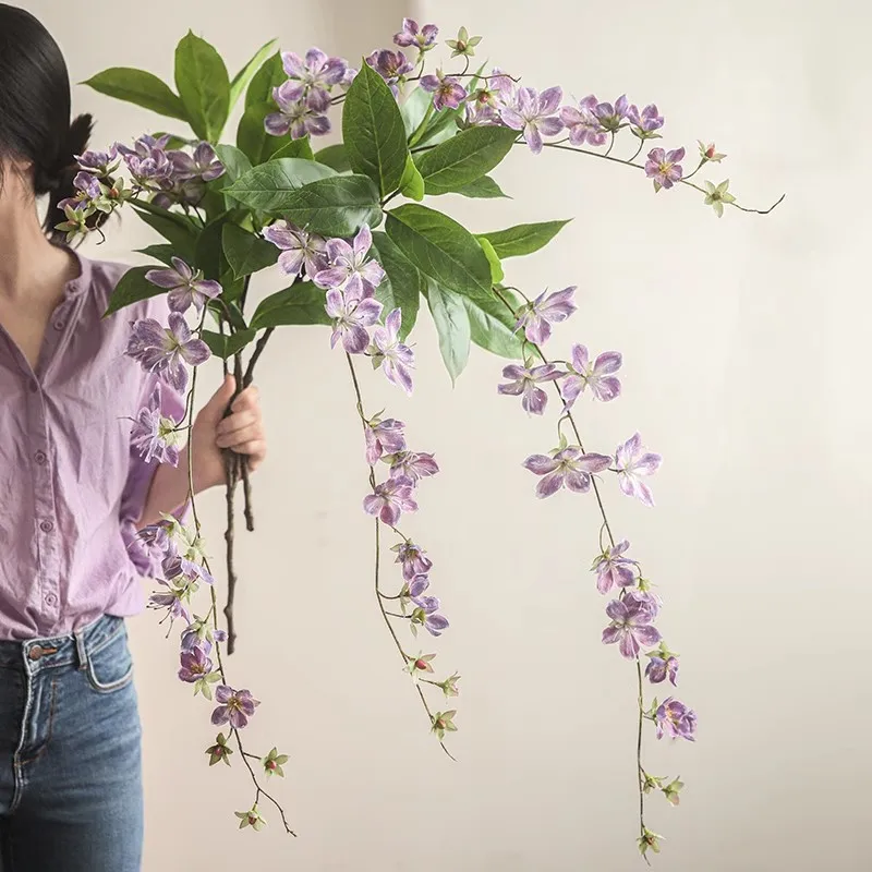 Wholesale High Quality Nordic 2 Forks Hanging Artificial Jasmine Flower For Living Room Wedding Decoration