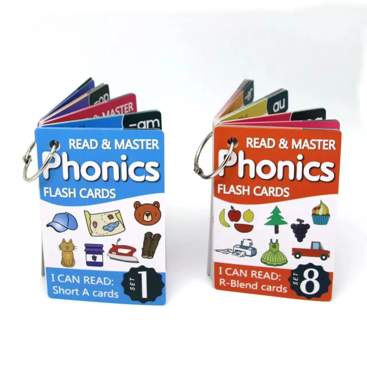 Custom READ and MASTER Phonics Flash cards Flash Cards For Kids With Ring