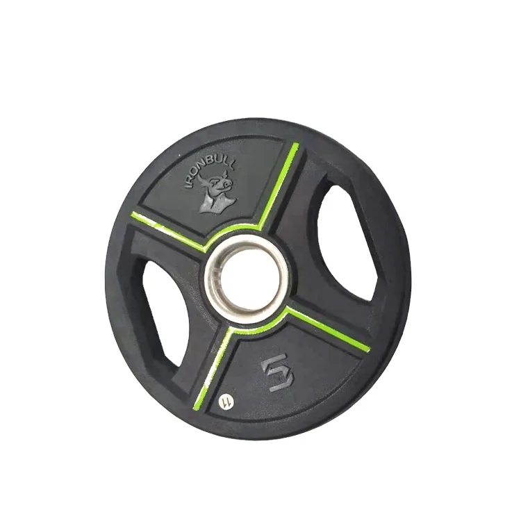 Rubber Coated 2 hand Grip Weight Plates Grain leather surface and Colorful logo available