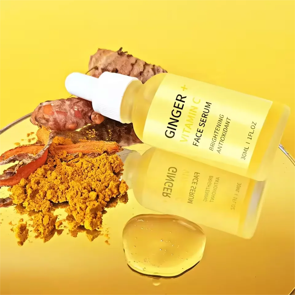 OEM Private Label Ginger Dark Spots Vegan Herbal Extract Vitamin C acne treatment Turmeric Serum