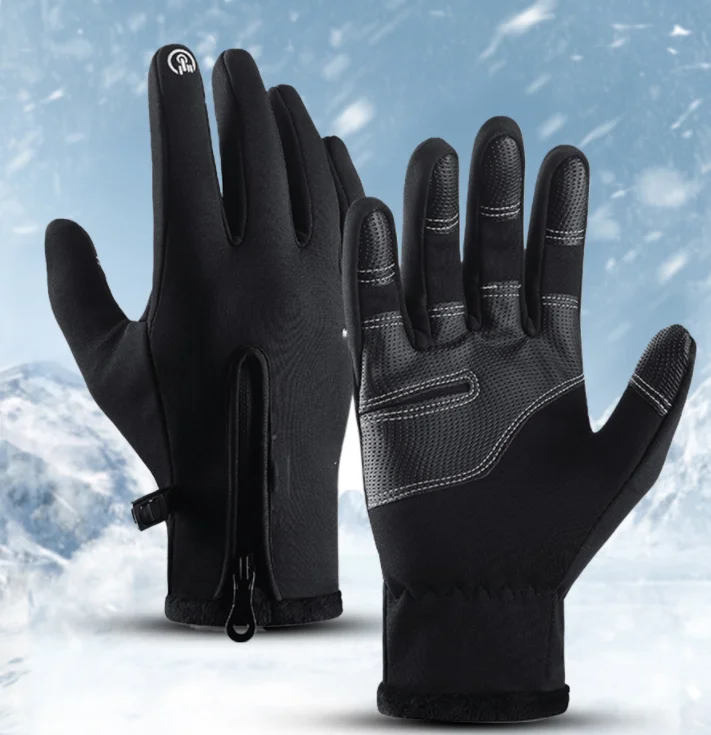 Warm Outdoor Winter Touchscreen Zipper Gloves for Anti Slip Outdoor sports gloves winter gloves for bike
