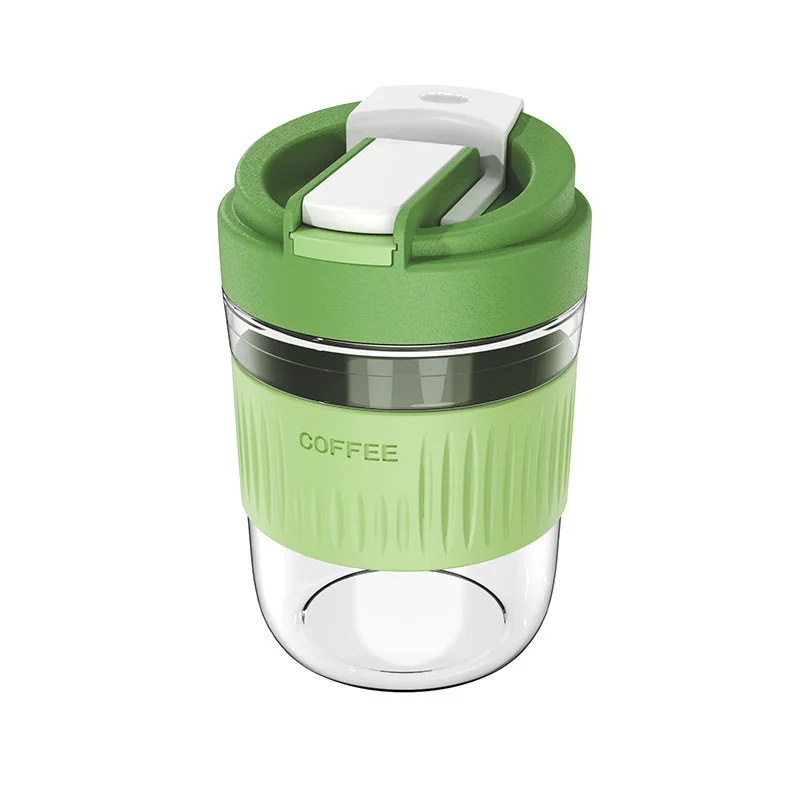 Borosilicate Customize Mixer Colorful 400Ml 550Ml Milk Double Walled Glass Coffee Glass Mug Cup With Lid Straw Set