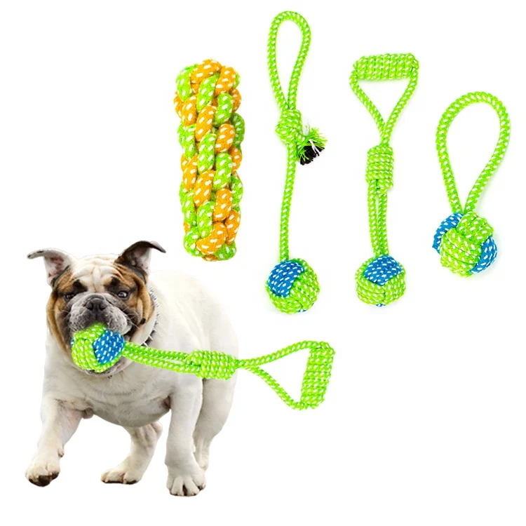 Durable Natural Hemp Rope Interactive Pet Dog Toy Cotton Rope Hemp Dog Toy Set